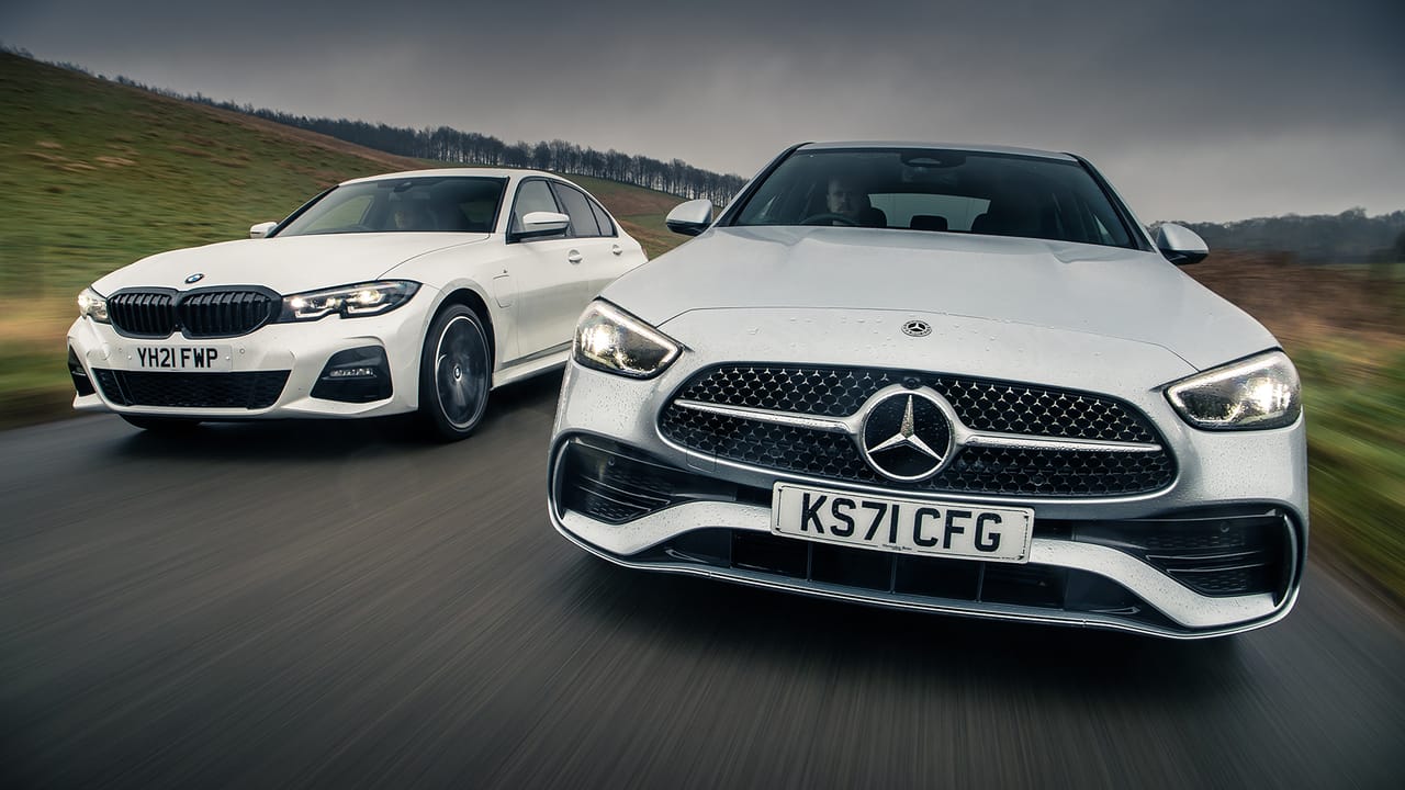 German hybrid saloon showdown: Mercedes C300e vs BMW 330e | Top Gear